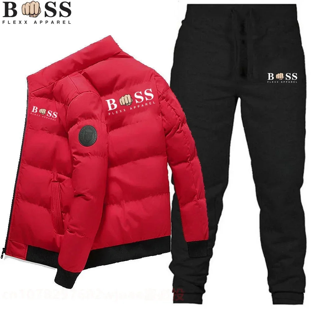 Men's clothing cotton jacket sportswear set, hooded shirt and pants set,