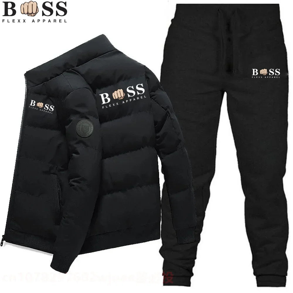 Men's clothing cotton jacket sportswear set, hooded shirt and pants set,