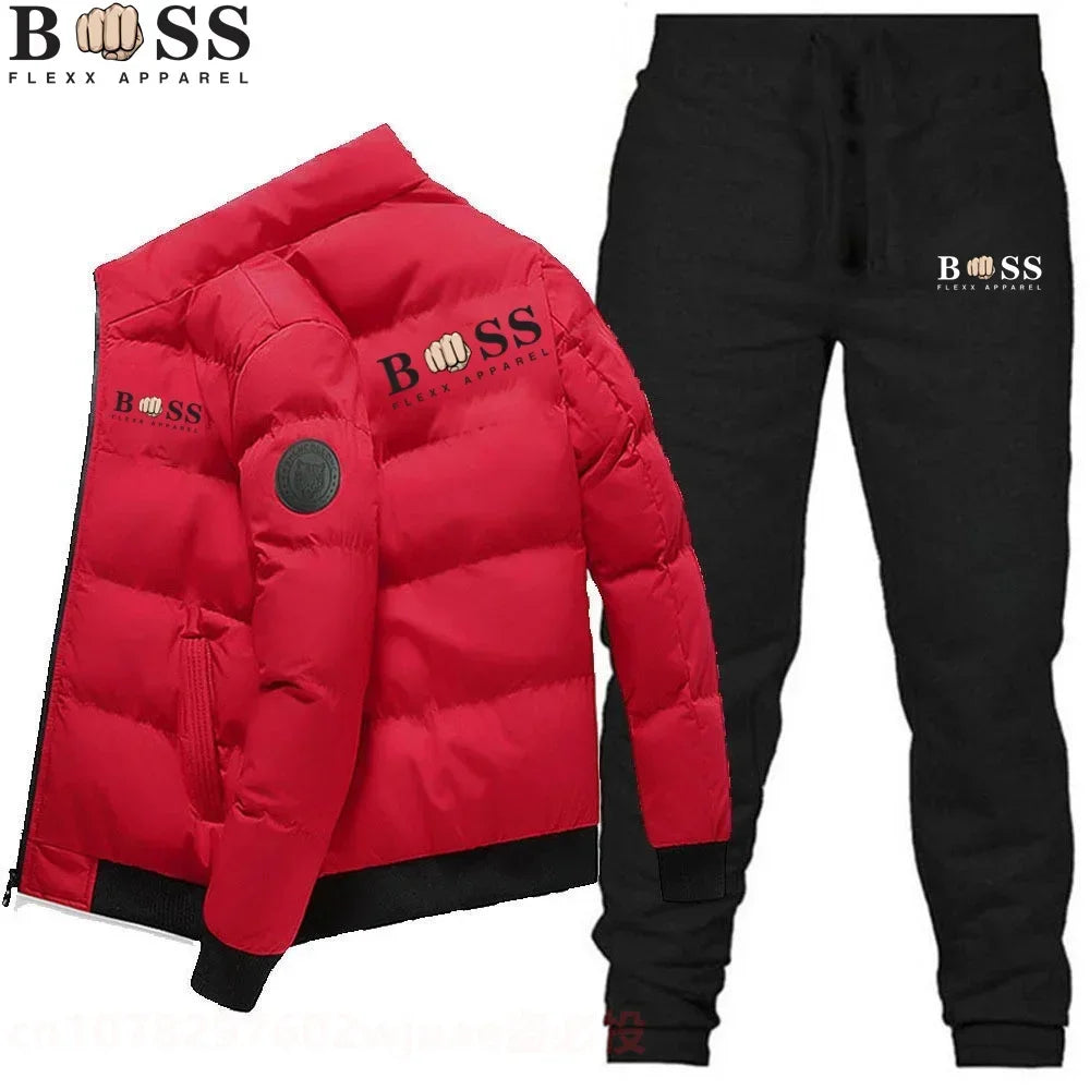 Men's clothing cotton jacket sportswear set, hooded shirt and pants set,