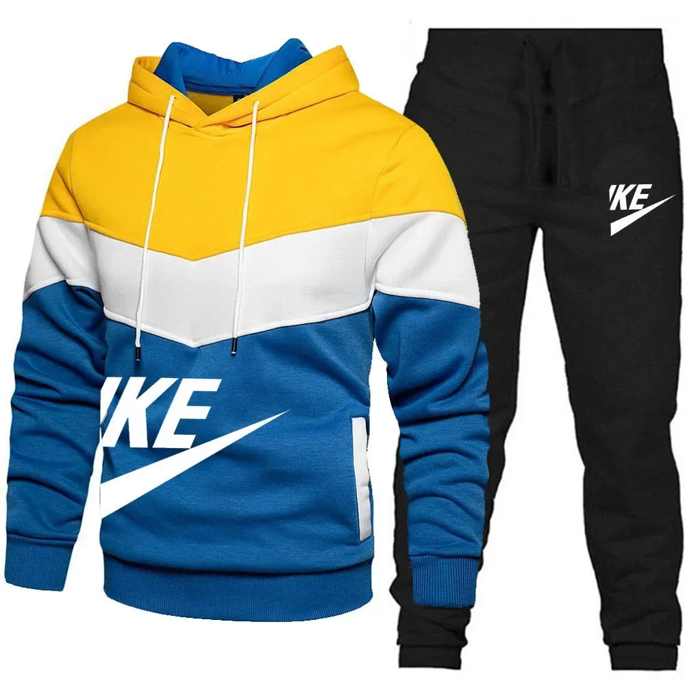 2024 New Men's Winter Sets Zipper Hoodie+Pants Pieces Casual Tracksuit