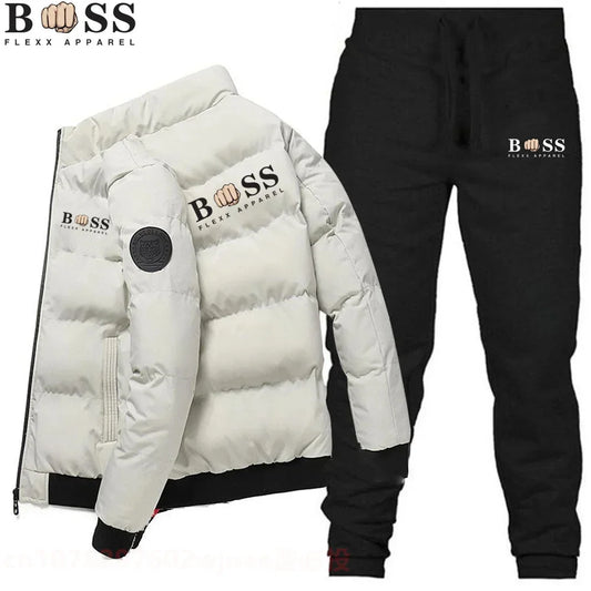 Men's clothing cotton jacket sportswear set, hooded shirt and pants set,