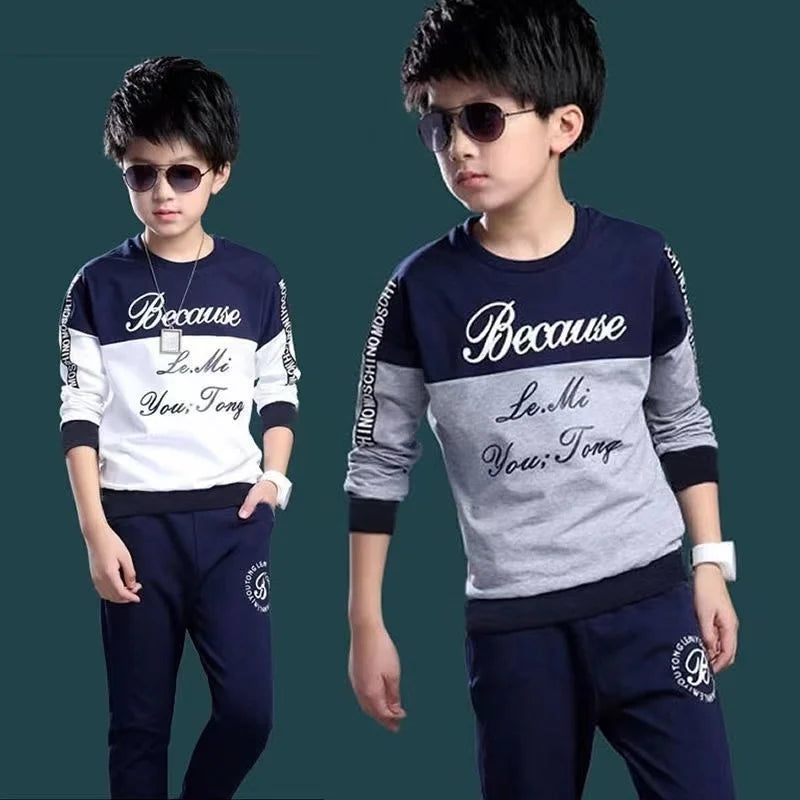 New Boys Clothes Sport Suit Casual Sets Autumn Letter Children Winter Kids Tracksuit Spring + pants 5 6 7 8 9 10 11 12 year