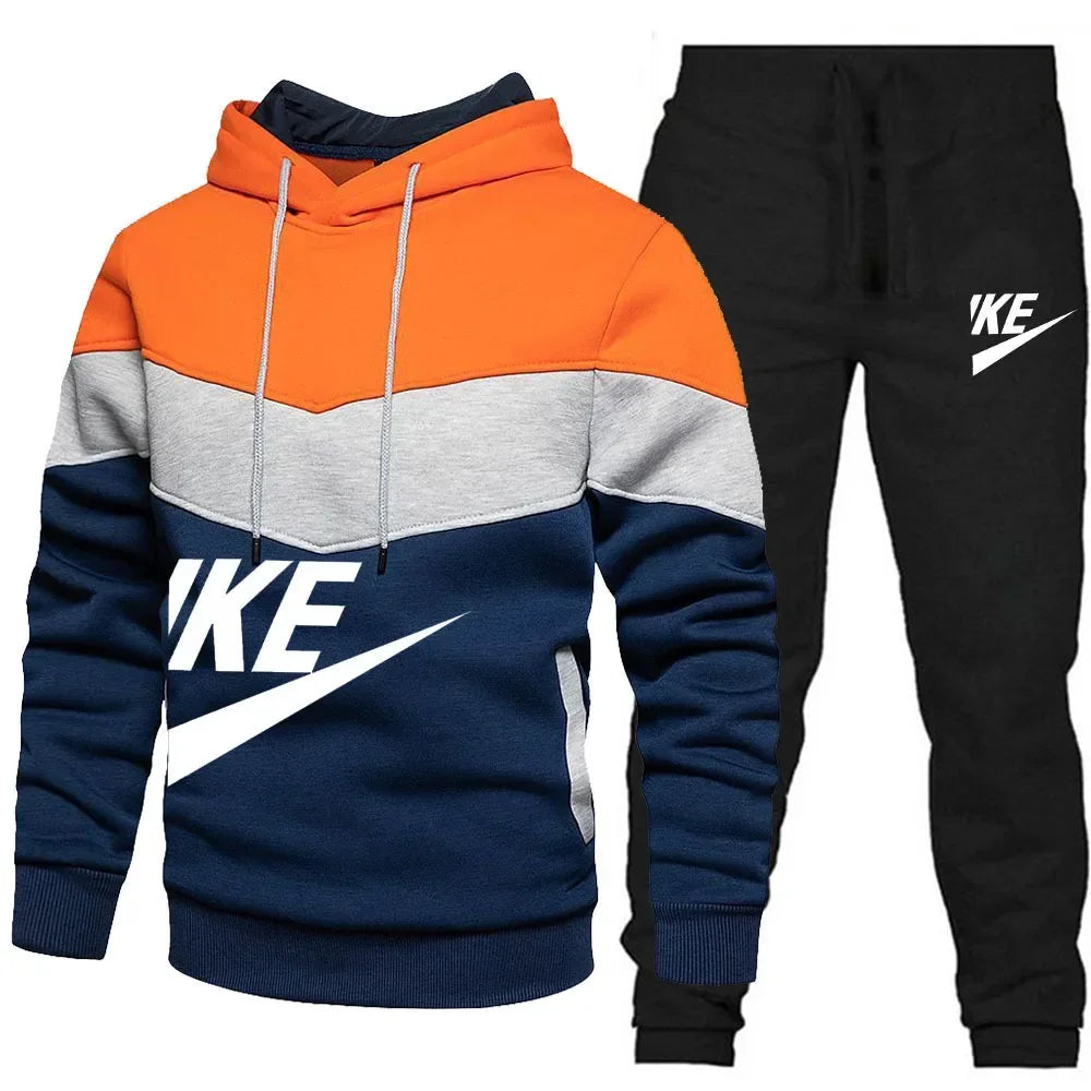 2024 New Men's Winter Sets Zipper Hoodie+Pants Pieces Casual Tracksuit