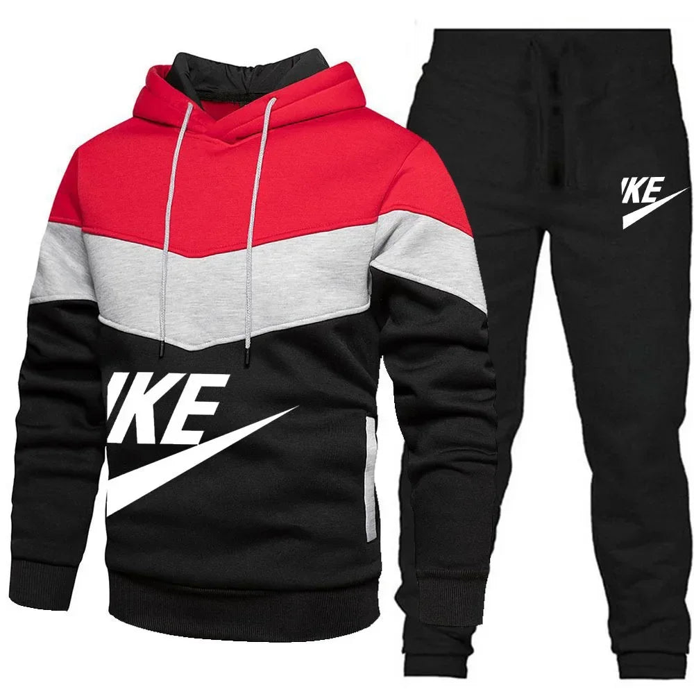 2024 New Men's Winter Sets Zipper Hoodie+Pants Pieces Casual Tracksuit