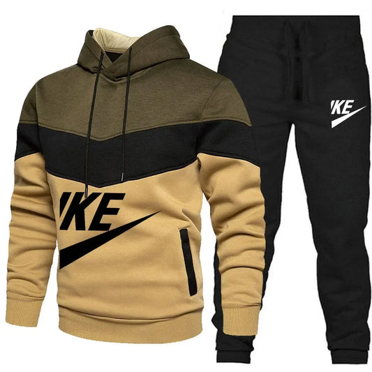 2024 New Men's Winter Sets Zipper Hoodie+Pants Pieces Casual Tracksuit