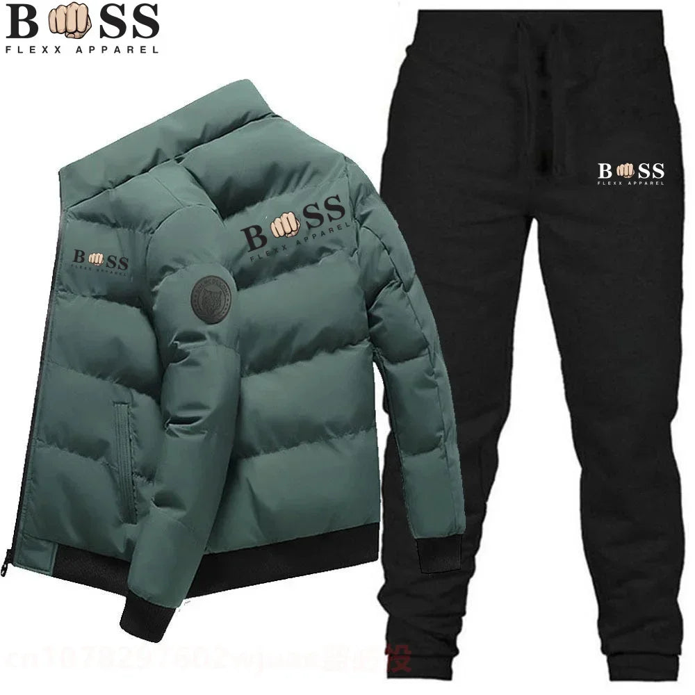 Men's clothing cotton jacket sportswear set, hooded shirt and pants set,