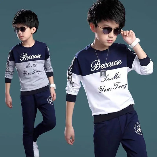 New Boys Clothes Sport Suit Casual Sets Autumn Letter Children Winter Kids Tracksuit Spring + pants 5 6 7 8 9 10 11 12 year